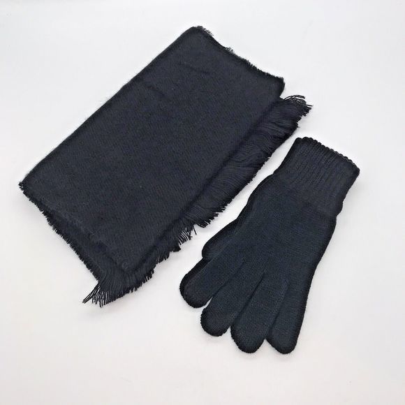 Vintage Bill Blass Matching Black Acrylic Muffler and Gloves Set Womens OSFM NOS - Picture 7 of 7
